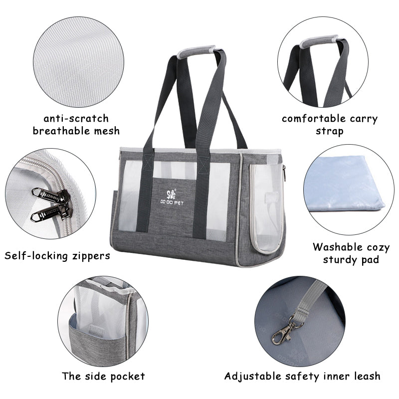 Breathable Mesh Pet Carrier Tote for Cats & Small Dogs