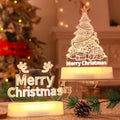 A small 3D acrylic LED night lamp on a base, glowing with a festive etched design suited for Christmas, New Year, or Valentine's Day.