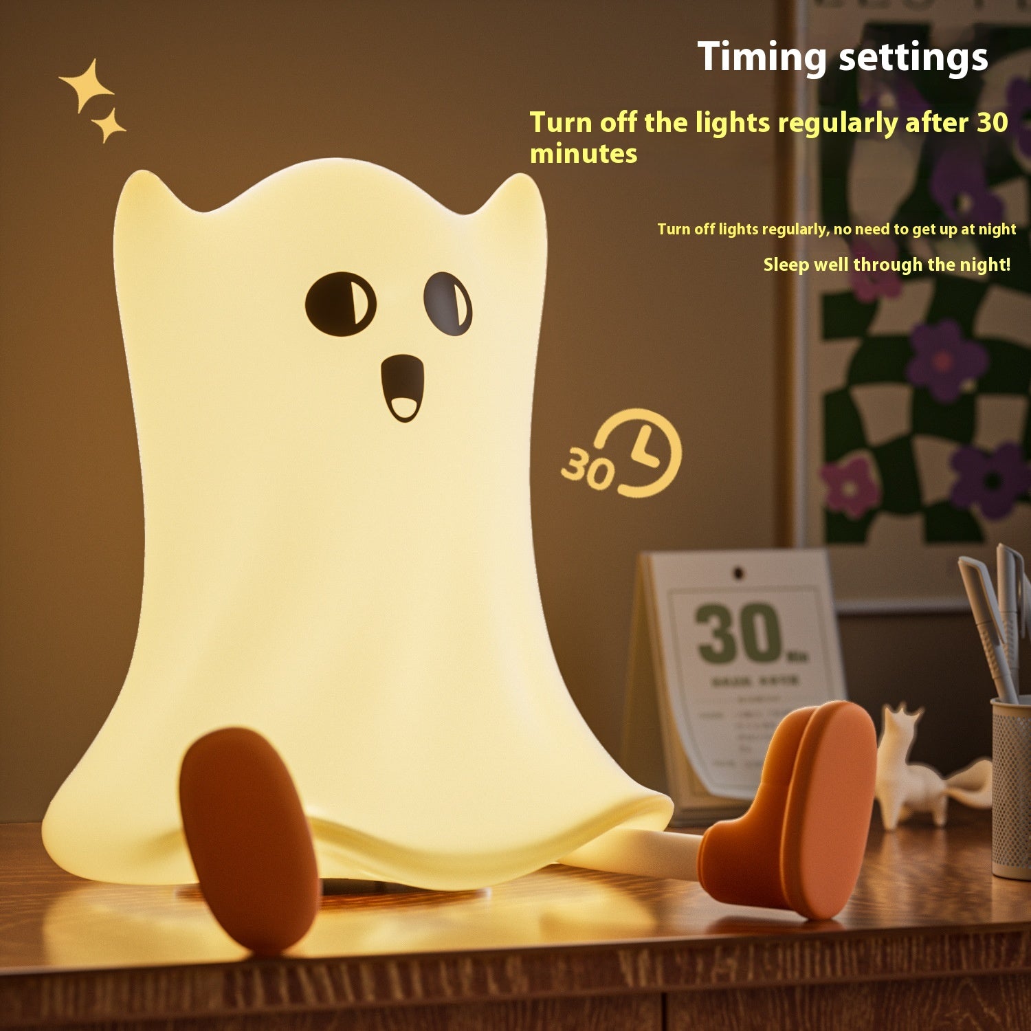 Ghost Touch Night Lamp — Soft Silicone Squishy Light